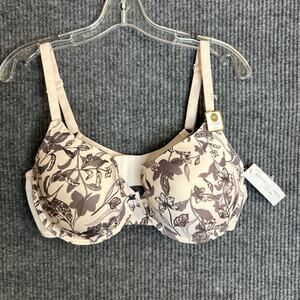 Adrienne Vittadini Womens T Shirt Bra Size 40D Floral Hook And Eye Intimate New